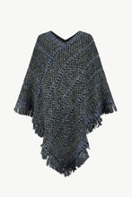 Load image into Gallery viewer, Heathered V-Neck Fringe Hem Poncho
