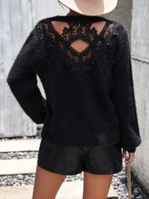 Load image into Gallery viewer, Lace Detail Cutout Long Sleeve Pullover Sweater
