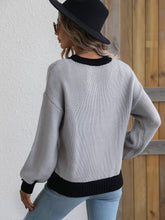 Load image into Gallery viewer, Contrast Dropped Shoulder Ribbed Trim Sweater DIBS 079
