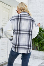 Load image into Gallery viewer, Plaid Button Front Spliced Sherpa Shacket
