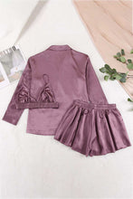 Load image into Gallery viewer, Button-Up Shirt, Bralette, and Tied Shorts Loungewear Set
