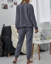 Load image into Gallery viewer, Dropped Shoulder Teddy Lounge Set
