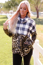 Load image into Gallery viewer, Leopard Plaid Cowl Neck Sweatshirt
