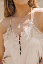 Load image into Gallery viewer, Lace Trim Buttoned Spaghetti Strap Bodysuit
