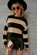 Load image into Gallery viewer, Two-Tone Striped Dropped Shoulder Sweater
