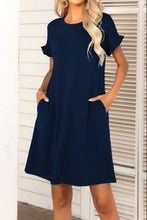 Load image into Gallery viewer, Flounce Sleeve Round Neck Dress with Pockets
