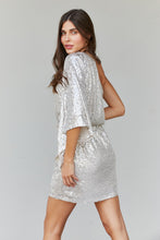 Load image into Gallery viewer, Hailey &amp; Co Full Size Sequined One-Shoulder Bell Sleeve Dress
