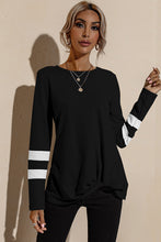Load image into Gallery viewer, Double Stripe Twist Hem Tee
