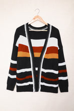 Load image into Gallery viewer, Striped Open Front Dropped Shoulder Longline Cardigan
