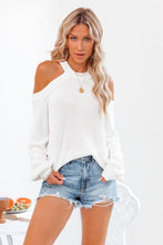 Load image into Gallery viewer, Cold Shoulder Cutout Back Rib-Knit Sweater

