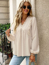 Load image into Gallery viewer, Swiss Dot Frill Trim V-Neck Bodydoll Top
