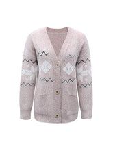 Load image into Gallery viewer, Fair Isle Snowflake Pattern Cardigan with Pockets
