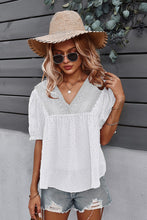 Load image into Gallery viewer, Swiss Dot V-Neck Flounce Sleeve Blouse
