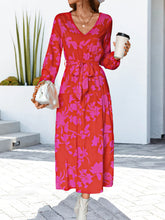 Load image into Gallery viewer, Floral V-Neck Long Sleeve Dress
