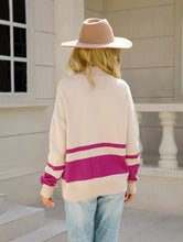 Load image into Gallery viewer, Striped Half-Zip Collared Sweater
