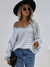 Load image into Gallery viewer, Striped Horizontal Ribbing Scoop Neck Sweater

