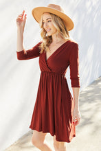 Load image into Gallery viewer, Zenana Three-Quarter Sleeve Surplice Dress with Pockets
