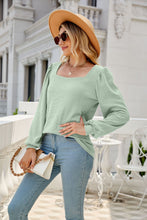 Load image into Gallery viewer, Waffle-Knit Puff Sleeve Square Neck Top
