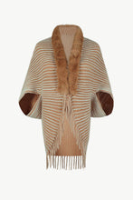 Load image into Gallery viewer, Striped Faux Fur Trim Open Front Cardigan
