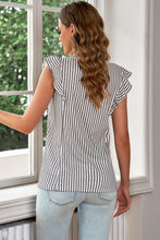 Load image into Gallery viewer, Striped Flutter Sleeve Round Neck Top
