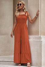 Load image into Gallery viewer, DIBS 6446 COLOR SIZE Tie-Shoulder Smocked Tiered Jumpsuit
