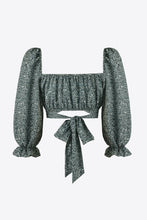 Load image into Gallery viewer, Printed Long Flounce Sleeve Cropped Blouse
