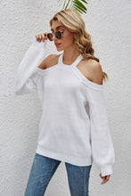 Load image into Gallery viewer, Cutout Cold-Shoulder Rib-Knit Sweater
