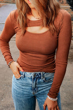 Load image into Gallery viewer, Cutout Round Neck Long Sleeve Top
