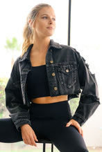 Load image into Gallery viewer, Distressed Cropped Jacket in Black | DIBS 833
