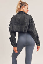 Load image into Gallery viewer, Distressed Cropped Jacket in Black | DIBS 833
