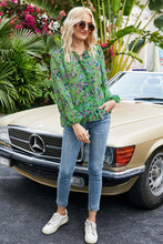 Load image into Gallery viewer, Floral Frill Trim Button Down Blouse

