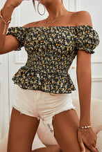 Load image into Gallery viewer, Ditsy Floral Smocked Peplum Blouse

