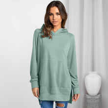 Load image into Gallery viewer, Side Slit Raglan Sleeve Hoodie with Kangaroo Pocket
