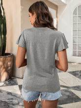 Load image into Gallery viewer, Lace Trim Flutter Sleeve Tee Shirt
