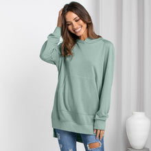 Load image into Gallery viewer, Side Slit Raglan Sleeve Hoodie with Kangaroo Pocket
