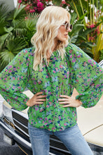 Load image into Gallery viewer, Floral Frill Trim Button Down Blouse
