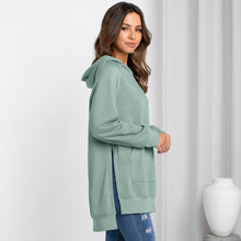 Load image into Gallery viewer, Side Slit Raglan Sleeve Hoodie with Kangaroo Pocket
