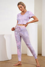 Load image into Gallery viewer, Tie-Dye Cropped Hoodie and Drawstring Leggings Yoga Set
