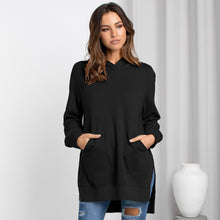 Load image into Gallery viewer, Side Slit Raglan Sleeve Hoodie with Kangaroo Pocket
