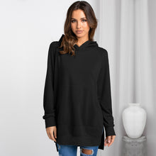 Load image into Gallery viewer, Side Slit Raglan Sleeve Hoodie with Kangaroo Pocket
