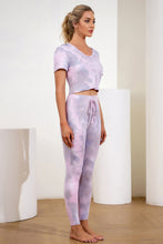 Load image into Gallery viewer, Tie-Dye Cropped Hoodie and Drawstring Leggings Yoga Set
