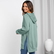 Load image into Gallery viewer, Side Slit Raglan Sleeve Hoodie with Kangaroo Pocket
