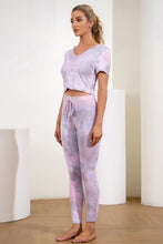 Load image into Gallery viewer, Tie-Dye Cropped Hoodie and Drawstring Leggings Yoga Set
