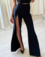 Solid Slit High Waist Pants DIBS B207