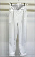 PU V Cross Waist Pants with Pockets White | DIBS 709