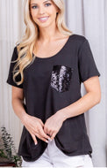 Solid Top With Black Sequin Pocket | DIBS 782