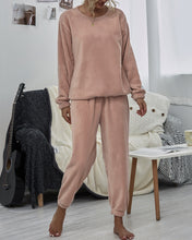 Load image into Gallery viewer, Dropped Shoulder Teddy Lounge Set
