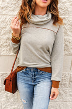 Load image into Gallery viewer, Contrast Cowl Neck Long Sleeve Top
