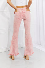 Load image into Gallery viewer, Color Theory Flip Side Fray Hem Bell Bottom Jeans in Pink
