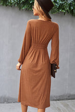 Load image into Gallery viewer, Decorative Buttons V-Neck Elastic Waist Knitted Dress
